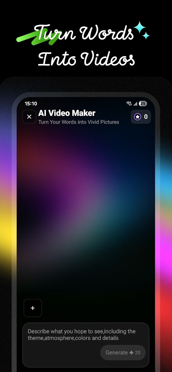 Flux Movio text-to-video screen: turn words into videos